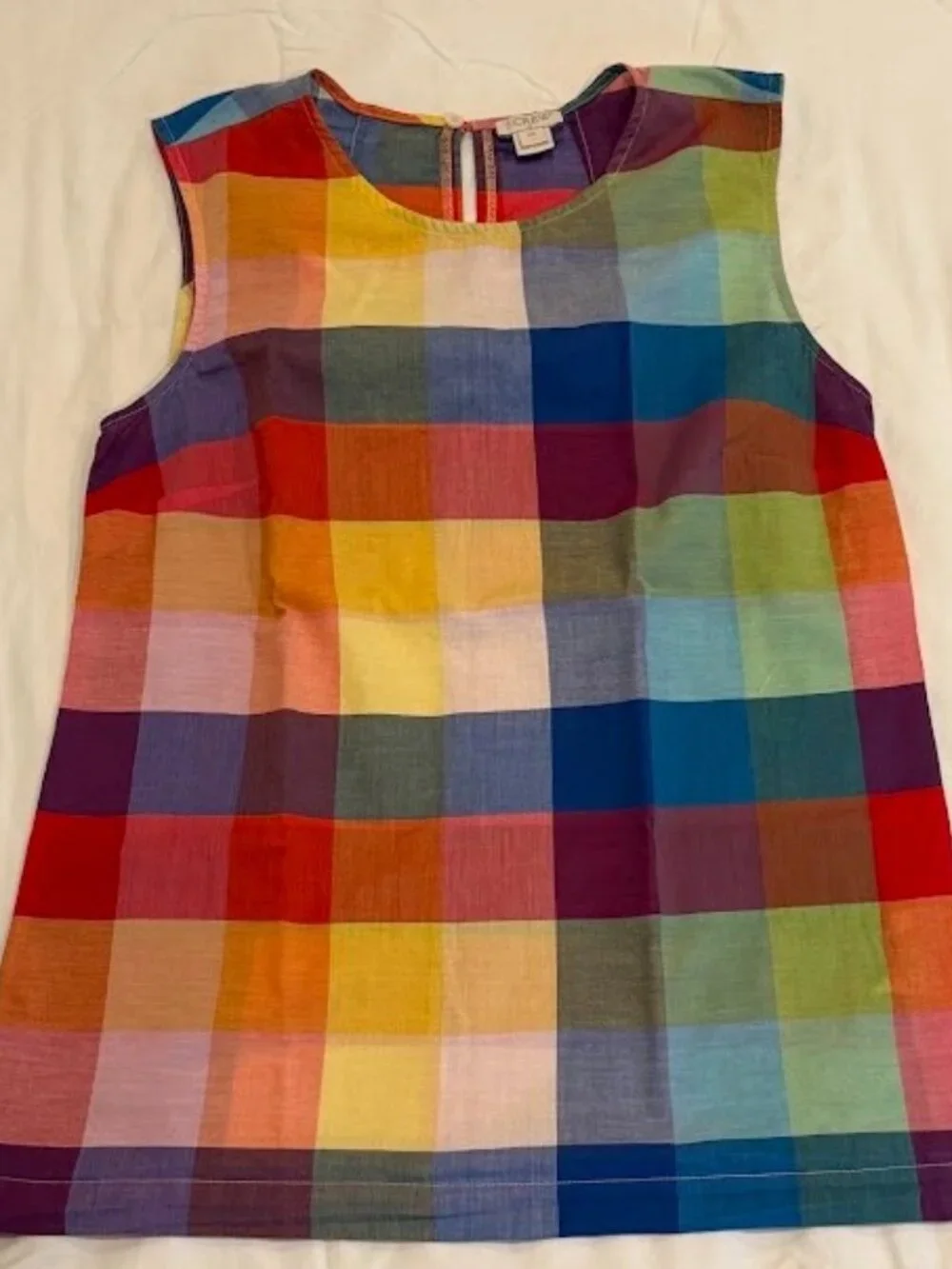 J.Crew Womens Rainbow Gingham Woven Cotton Tank Top